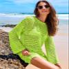 ANRABESS Women Swimsuit Crochet Swim Cover Up 2026 Summer Bathing Suit Swimwear Mesh Knit Beach Dress Vacation Outfits Green Large view 4