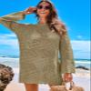 ANRABESS Women Swimsuit Crochet Swim Cover Up 2026 Summer Bathing Suit Swimwear Mesh Knit Beach Dress Vacation Outfits Khaki Medium view 2