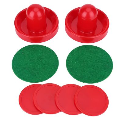 Pilipane Light Weight Hockey Red Replacement Pucks & Slider Pusher Goalies for Game Tables, Hockey Pushers, Equipment, Accessories (2 Pushers, 4 Puck Pack)(Small60mm)