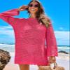 ANRABESS Women Swimsuit Crochet Swim Cover Up 2026 Summer Bathing Suit Swimwear Mesh Knit Beach Dress Vacation Outfits Rose Medium view 2