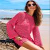 ANRABESS Women Swimsuit Crochet Swim Cover Up 2026 Summer Bathing Suit Swimwear Mesh Knit Beach Dress Vacation Outfits Rose Medium view 4