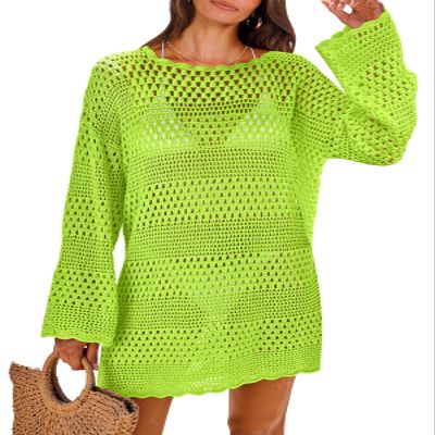ANRABESS Women Swimsuit Crochet Swim Cover Up 2026 Summer Bathing Suit Swimwear Mesh Knit Beach Dress Vacation Outfits Green Medium
