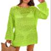 ANRABESS Women Swimsuit Crochet Swim Cover Up 2026 Summer Bathing Suit Swimwear Mesh Knit Beach Dress Vacation Outfits Green Medium view 1