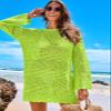 ANRABESS Women Swimsuit Crochet Swim Cover Up 2026 Summer Bathing Suit Swimwear Mesh Knit Beach Dress Vacation Outfits Green Medium view 2