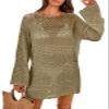 ANRABESS Women Swimsuit Crochet Swim Cover Up 2026 Summer Bathing Suit Swimwear Mesh Knit Beach Dress Vacation Outfits Khaki Large view 1