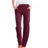 RKSTN Linen Pants for Women High Waisted Wide Leg Pants for Women Casual Drawstring Elastic Trousers with Pockets Cotton Linen Long Straight Pants 2024 view 1
