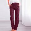 RKSTN Linen Pants for Women High Waisted Wide Leg Pants for Women Casual Drawstring Elastic Trousers with Pockets Cotton Linen Long Straight Pants 2024 view 2