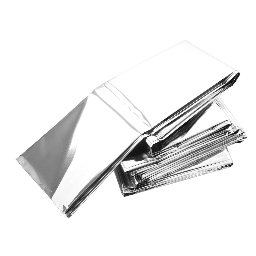 Emergency Mylar Thermal Blankets, Foldable PET Aluminized Film, Thermal Blanket, Portable Survival Blanket for Journey, Camping, Outdoors (210CM*130CM)
