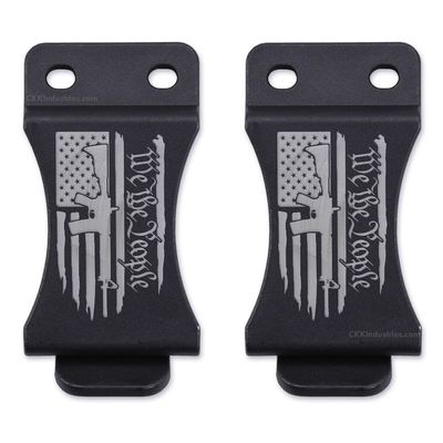 HolsterSmith KYDEX Belt Clip for Holsters & Sheaths (FOMI Design - w/USA Flag - We The People/AR) - (Fits 1.75in Belts) - (Inside-The-Waistband/IWB) - (USA Made) - (2 Pack)