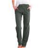 RKSTN Womens Cargo Pants High Waisted Wide Leg Pants for Women Casual Drawstring Elastic Trousers with Pockets Cotton Linen Long Straight Pants 2024 view 1