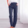 RKSTN Cargo Pants Women High Waisted Wide Leg Pants for Women Casual Drawstring Elastic Trousers with Pockets Cotton Linen Long Straight Pants 2024 view 2