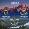 Grappling Hook with 10m Rope  Multifunctional QUADPALM Grapple Hook - 2 Locking carabiners - 4 Stainless Steel Folding Claws - Heavy Duty - Outdoor Camping Hiking Climbing Equipment (Black Rope) view 4