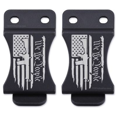 HolsterSmith KYDEX Belt Clip for Holsters & Sheaths (FOMI Design - w/USA Flag - We The People/AR) - (Fits 1.50in Belts) - (Inside-The-Waistband/IWB) - (USA Made) - (2 Pack)
