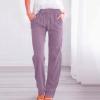 RKSTN Linen Pants for Women High Waisted Wide Leg Pants for Women Casual Drawstring Elastic Trousers with Pockets Cotton Linen Long Straight Pants 2024 view 2