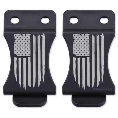 HolsterSmith KYDEX Belt Clip for Holsters & Sheaths (FOMI Design - w/USA Flag - Distressed) - (Fits 1.50in Belts) - (Inside-The-Waistband/IWB) - (USA Made) - (2 Pack)