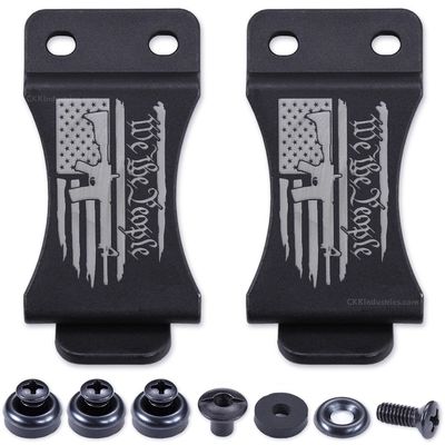 HolsterSmith KYDEX Belt Clip for Holsters & Sheaths (FOMI Design - w/USA Flag - We The People/AR) - (Fits 1.75in Belts) - (Inside-The-Waistband/IWB) - (USA Made) - (w/Mounting Hardware) - (2 Pack)