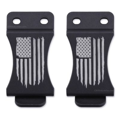 HolsterSmith KYDEX Belt Clip for Holsters & Sheaths (FOMI Design - w/USA Flag - Distressed) - (Fits 1.75in Belts) - (Inside-The-Waistband/IWB) - (USA Made) - (2 Pack)