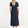Women's Summer Casual Short Sleeve Crewneck Swing Dress Casual Flowy Tiered Maxi Beach Dress with Pockets (Blue, XX-Large) view 3