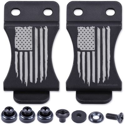 HolsterSmith KYDEX Belt Clip for Holsters & Sheaths (FOMI Design - w/USA Flag - Distressed) - (Fits 1.50in Belts) - (Inside-The-Waistband/IWB) - (USA Made) - (w/Mounting Hardware) - (2 Pack)