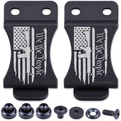 HolsterSmith KYDEX Belt Clip for Holsters & Sheaths (FOMI Design - w/USA Flag - We The People/AR) - (Fits 1.50in Belts) - (Inside-The-Waistband/IWB) - (USA Made) - (w/Mounting Hardware) - (2 Pack)
