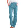 RKSTN Womens Cargo Pants High Waisted Wide Leg Pants for Women Casual Drawstring Elastic Trousers with Pockets Cotton Linen Long Straight Pants 2024 view 1