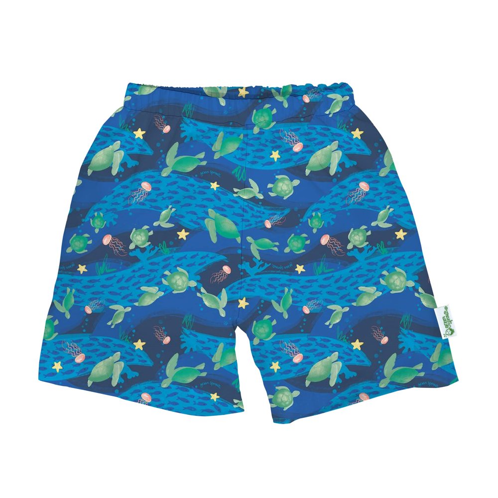 Green Sprouts Eco Swim Trunks with Built-in Diaper | Baby Boys Swimsuit | Lightweight, Patented Design | Standard 100 by Oeko-TEX Certified | Sizes 6 mo-4T