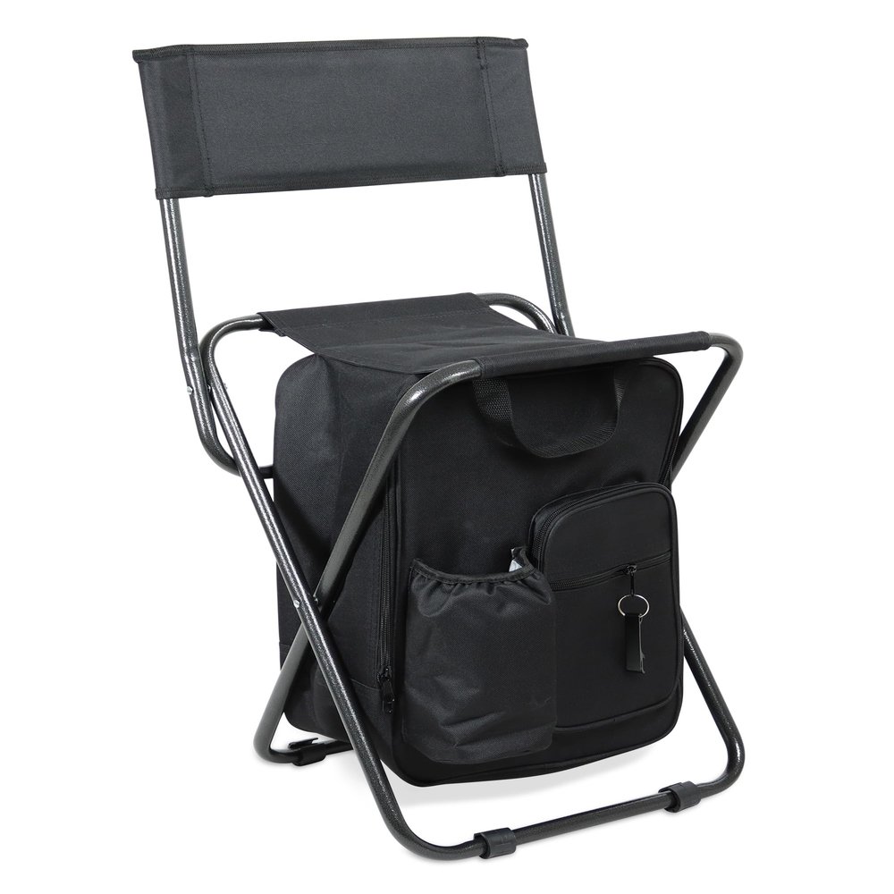 Get Out! Folding Ice Fishing Chair with Cooler for 225 lbs - Portable Backpack Cooler Chair - Ice Chest Backpack Chair with Back Rest for Camping, Fishing, Hunting, Tailgating, Picnics Lunchbox Stool