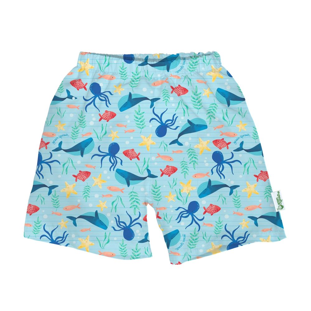 green sprouts Eco Swim Trunks with Built-in Diaper | Baby Boys Swimsuit | Lightweight, Patented Design | Standard 100 by Oeko-TEX Certified | Sizes 6 mo-4T