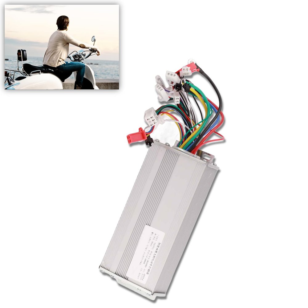 Rosvola Brushless Motor Controller, 15 Tube Dual Mode Rectangula 36V 48V Brushless Speed Motor Controller for Electric Scooter