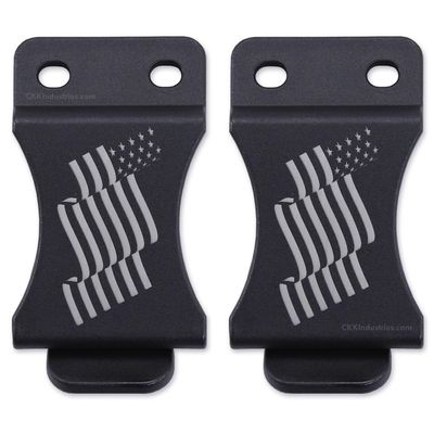 HolsterSmith KYDEX Belt Clip for Holsters & Sheaths (FOMI Design - w/USA Flag - Wavy) - (Fits 1.50in Belts) - (Inside-The-Waistband/IWB) - (USA Made) - (2 Pack)