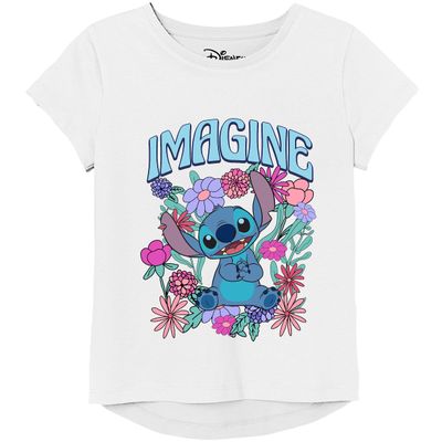 Disney Girls Lilo & Stitch Hi-lo 4-16 T-Shirt, White, 4-5 US