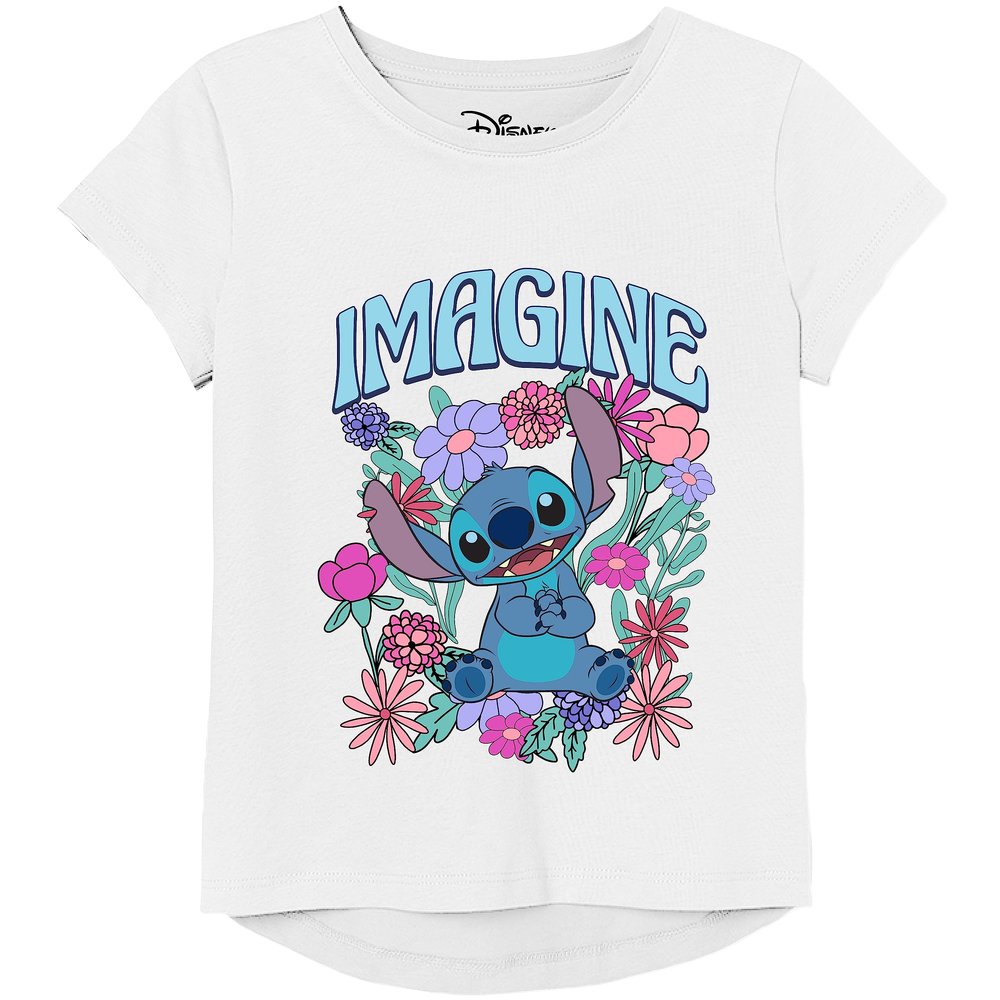 Disney Girls Lilo & Stitch Hi-lo 4-16 T-Shirt, White, 4-5 US