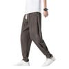AAPAH Spring Men Chinese Style Harem Pants Linen Male Casual Loose Elastic Waist Ankle-Length s4 XS view 1