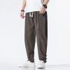 AAPAH Spring Men Chinese Style Harem Pants Linen Male Casual Loose Elastic Waist Ankle-Length s4 XS view 3