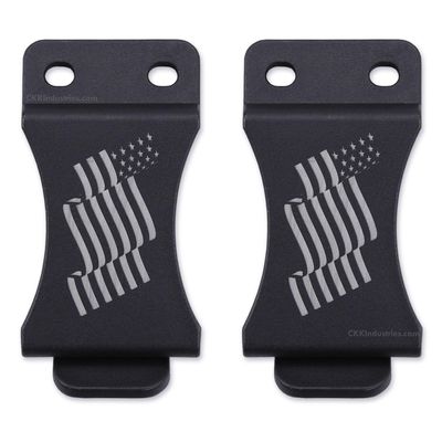 HolsterSmith KYDEX Belt Clip for Holsters & Sheaths (FOMI Design - w/USA Flag - Wavy) - (Fits 1.75in Belts) - (Inside-The-Waistband/IWB) - (USA Made) - (2 Pack)