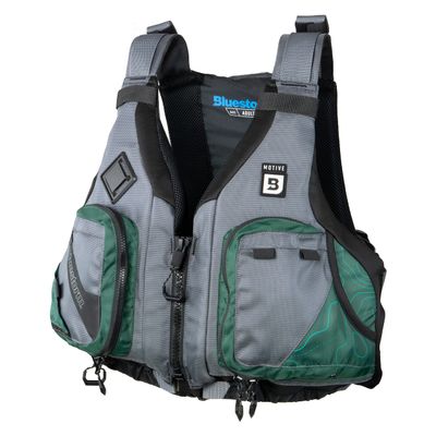BLUESTORM Motive Kayak Life Jacket (PFD) | Fully Adjustable | Lined Pockets | US Coast Guard Approved | for Kayaking, Paddling, Fishing and More (Hunter Green, Small/Medium)