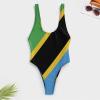 Adugen Origei Tanzania Flag Women's One-Piece Swimsuit Triangle Bathing Swimsuit Beach Party L view 3