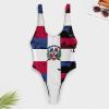 Adugen Origei Dominican Flag Women's One-Piece Swimsuit Triangle Bathing Swimsuit Beach Party XS view 3