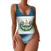 Adugen Origei Bikini El Salvador Flag Bathing Suit Women's Swimwear One-Piece Swimsuit Tummy Control Swimsuits XL view 1