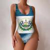 Adugen Origei Bikini El Salvador Flag Bathing Suit Women's Swimwear One-Piece Swimsuit Tummy Control Swimsuits XL view 3