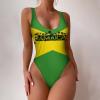 Adugen Origei Bikini Jamaican Flag Bathing Suit Women's Swimwear One-Piece Swimsuit Tummy Control Swimsuits L view 2