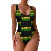 Adugen Origei Jamaica Flag Women's One-Piece Swimsuit Triangle Bathing Swimsuit Beach Party XS view 2
