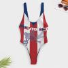 Adugen Origei Bikini Puerto Rico Flag-Frog Bathing Suit Women's Swimwear One-Piece Swimsuit Tummy Control Swimsuits S view 3