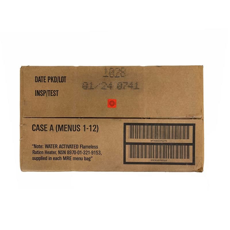 Ammo Can Man MRE (Meals-Ready-To-Eat) - Genuine Military Surplus MREs | 2027 Inspection Date (A Case Only - Menus 1-12)