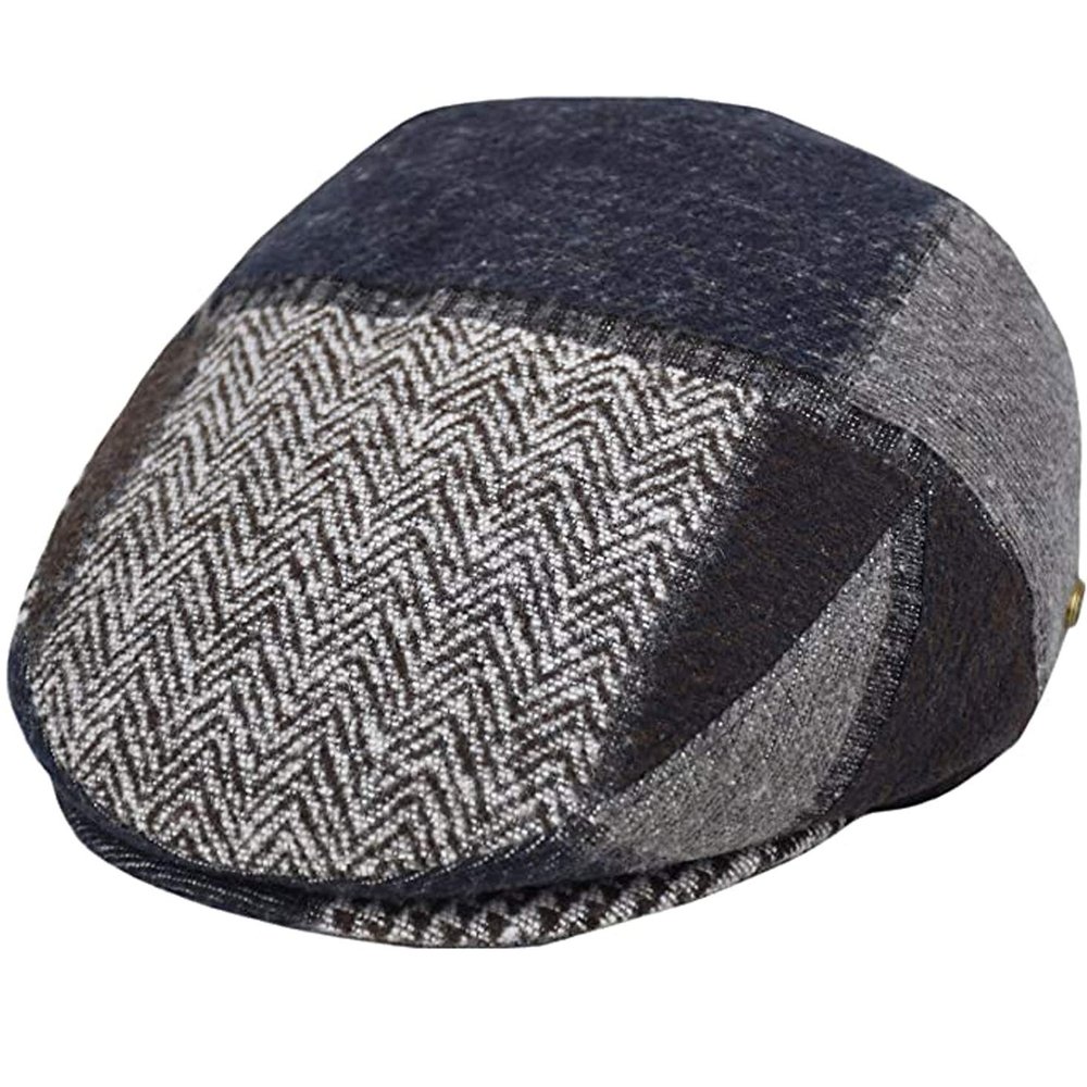 EPOCH Men's Herringbone Wool Tweed Newsboy Ivy Cabbie Driving Cap (as1, Alpha, x_l, 2761-brown)
