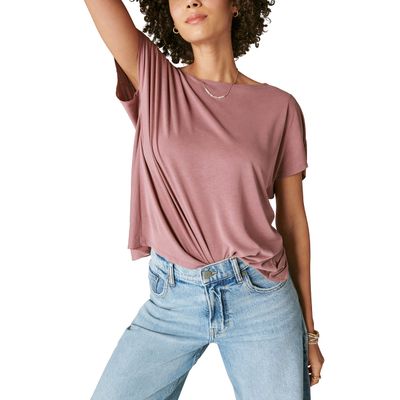 Lucky Brand Women's Sandwash Twist Back Tee, Rose Brown, X-Large
