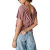 Lucky Brand Women's Sandwash Twist Back Tee, Rose Brown, X-Large view 3