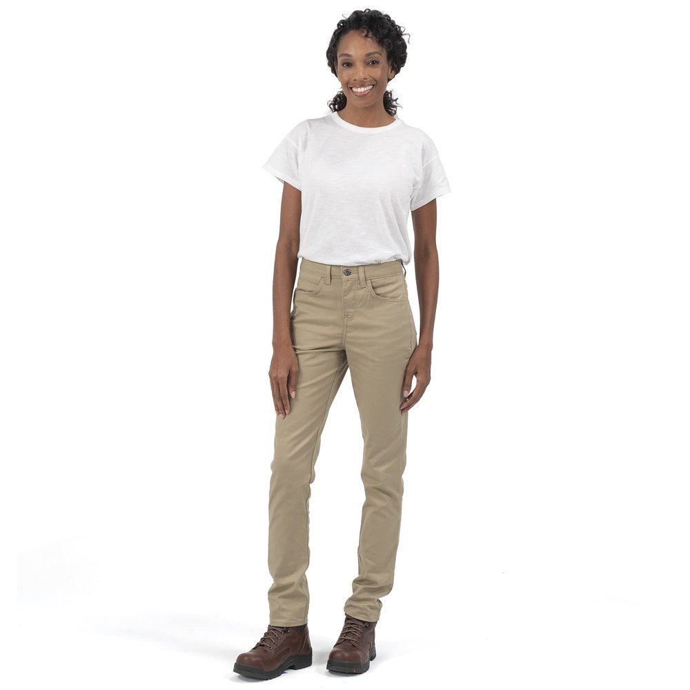 Dickies Women's High Rise Skinny Twill Pants, Rinsed Desert Sand, 28 RG