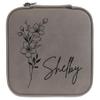 Personalized Birth Flower Jewelry Box Travel Case (Grey, March - Cherry Blossom) view 1