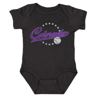 Colorado Vintage Kid's Baby Bodysuit for Baseball Fans (Black, 12M)